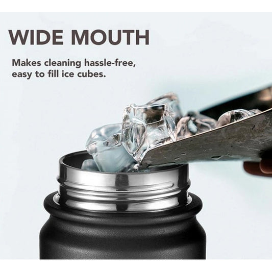 Generic 1000 Ml Double Wall Insulated Stainless Steel Water Bottle With Screw Lid (Black)