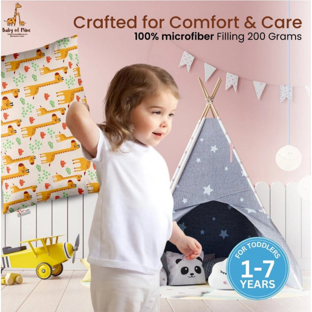 Generic Soft Plush Printed Baby Infant Pillow for Kids Age 1 To 5 Years (Mustard)