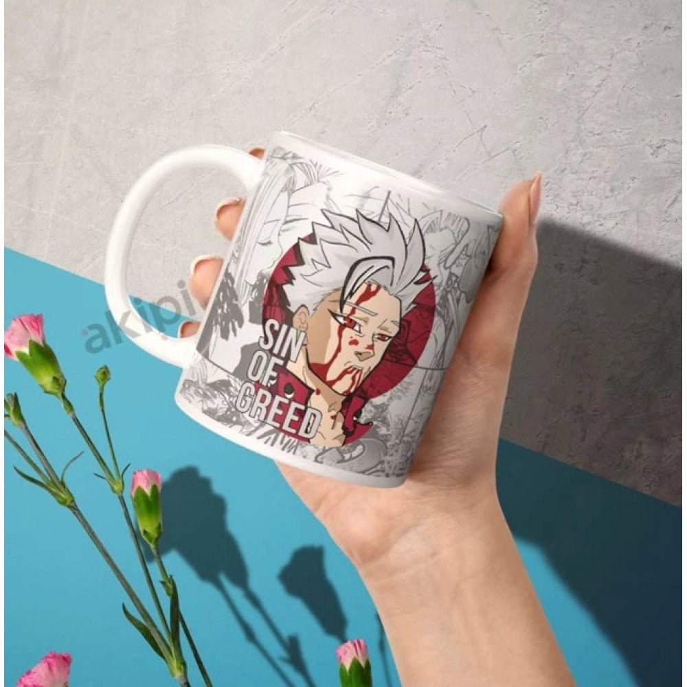Generic Anime Ban (Sin of Greed) Ceramic Printed Coffee Mug (White) - Aura Living Gear