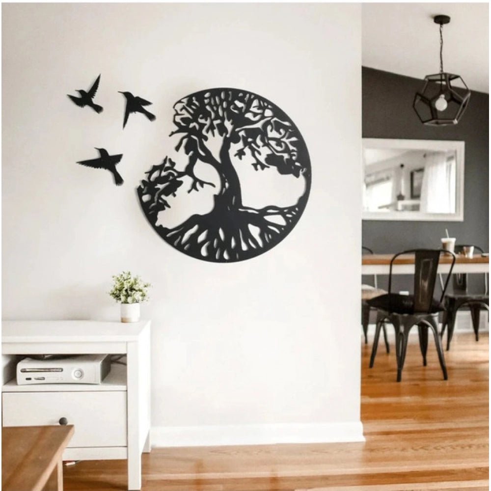 Generic Eternal Growth Tree of Life Wooden Wall Decor – Black - Aura Living Gear