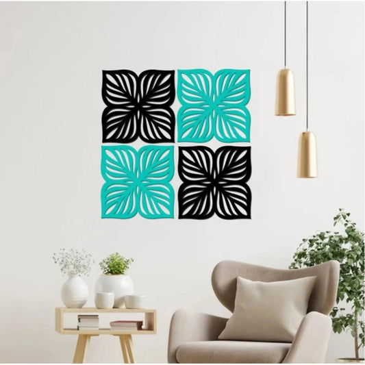 Generic Flowers Design Wooden Wall Decor – Set of 4 Pieces - Aura Living Gear