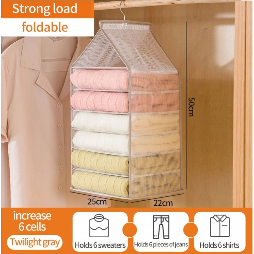 Generic Hanging Foldable Fabric Closet Organizer with 6 Shelves - Aura Living Gear