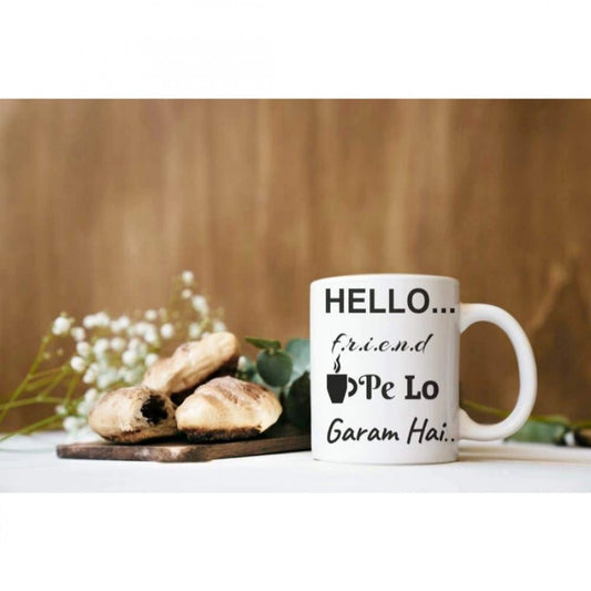 Generic Printed Ceramic Coffee Mug - 1 Pieces, White, 11oz - Aura Living Gear