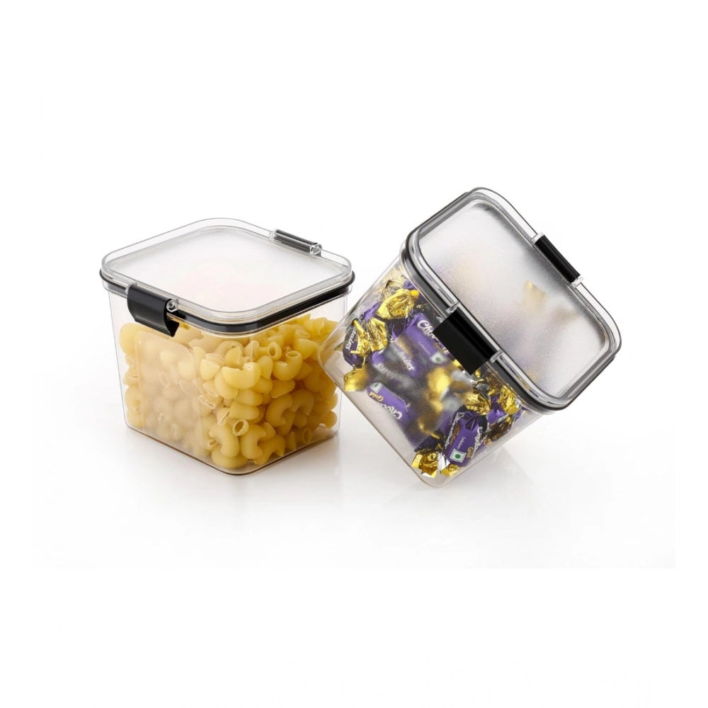 Aura Living Gear Plastic 4-Pcs Set Square Shape Kitchen Storage Container (Multicolor)