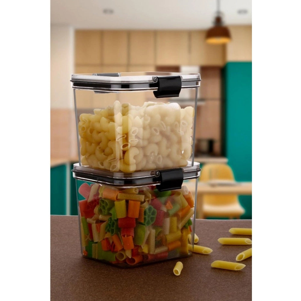 Aura Living Gear Plastic 4-Pcs Set Square Shape Kitchen Storage Container (Multicolor)