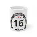 Aura Living Gear Ceramic 16th Anniversary Printed Coffee Mug (Color: White, Capacity:330ml)