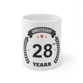 Aura Living Gear Ceramic 28th Anniversary Printed Coffee Mug (Color: White, Capacity:330ml)