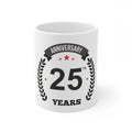 Aura Living Gear Ceramic 25th Anniversary Printed Coffee Mug (Color: White, Capacity:330ml)