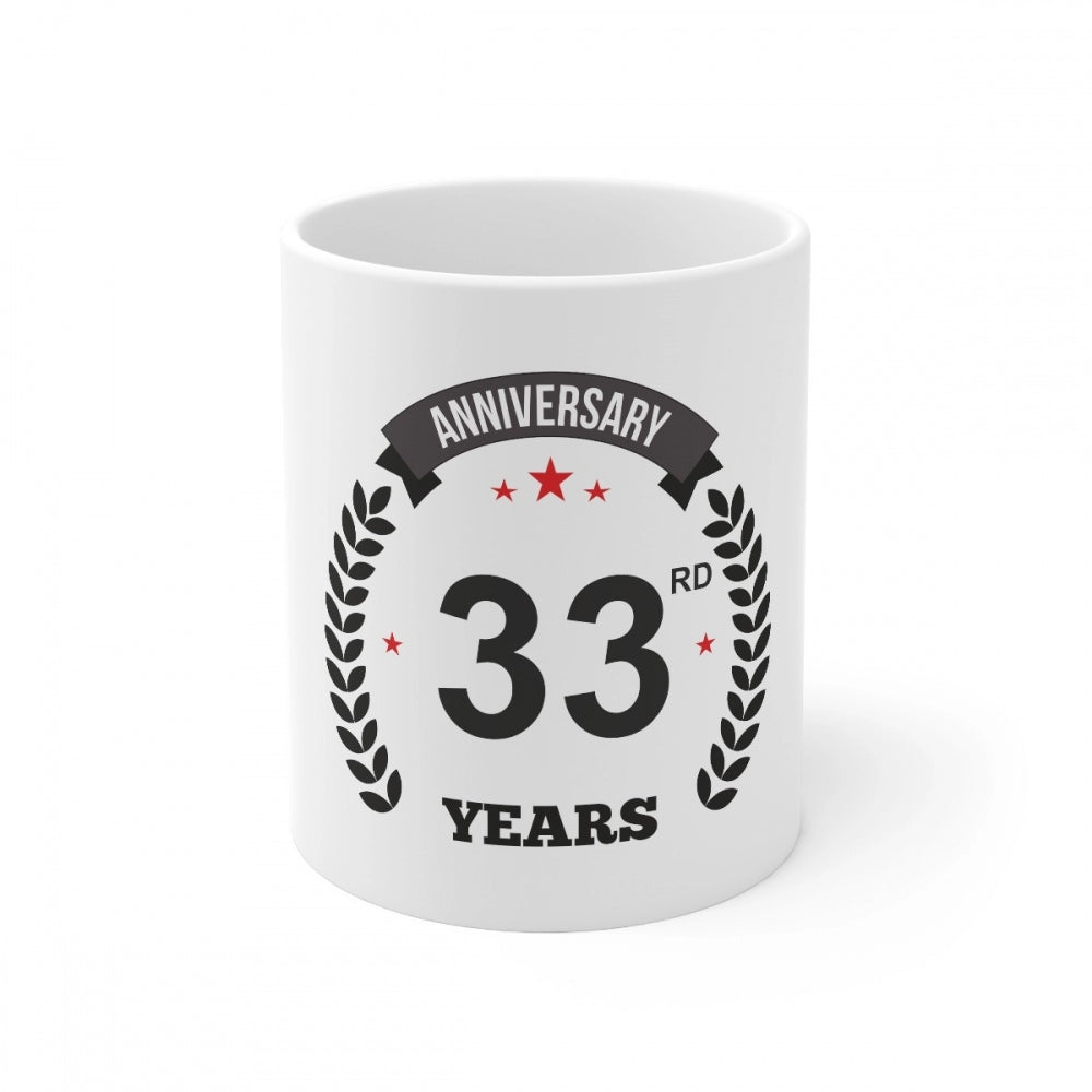Aura Living Gear Ceramic 33rd Anniversary Printed Coffee Mug (Color: White, Capacity:330ml)