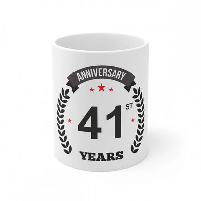 Generic Ceramic 41st Anniversary Printed Coffee Mug (Color: White, Capacity:330ml)