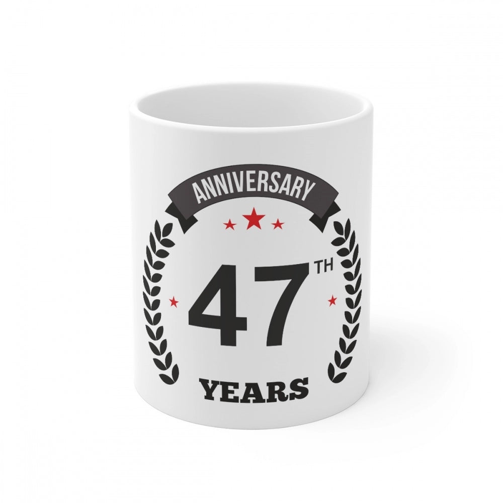 Aura Living Gear Ceramic 47th Anniversary Printed Coffee Mug (Color: White, Capacity:330ml)