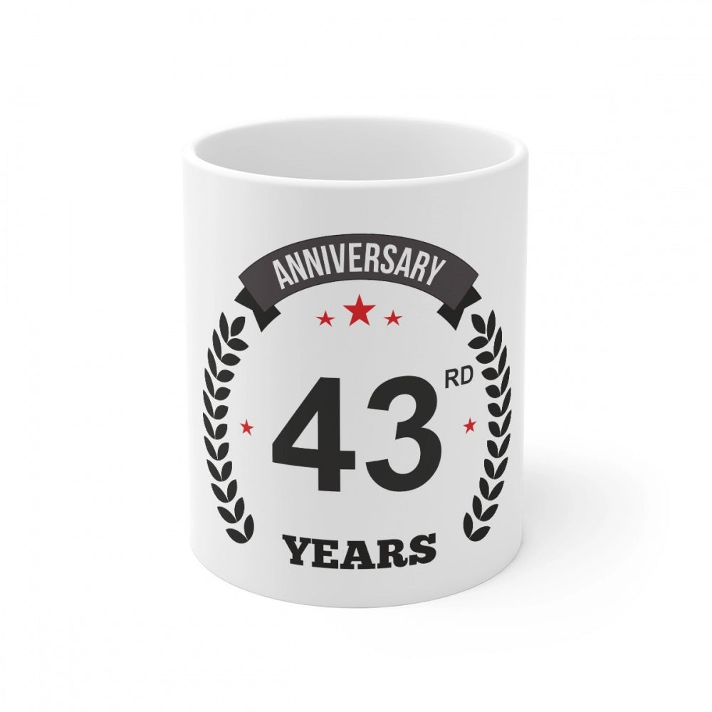 Aura Living Gear Ceramic 43rd Anniversary Printed Coffee Mug (Color: White, Capacity:330ml)