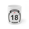 Aura Living Gear Ceramic 18th Anniversary Printed Coffee Mug (Color: White, Capacity:330ml)