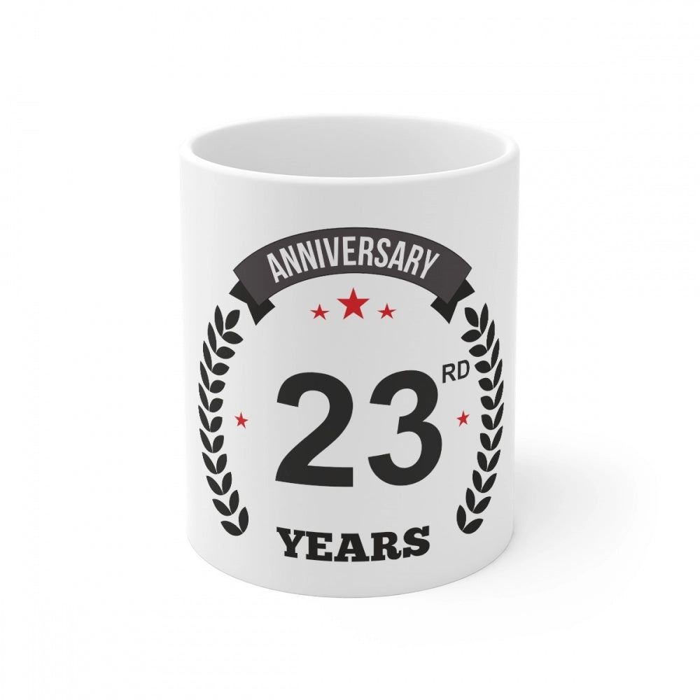 Aura Living Gear Ceramic 23rd Anniversary Printed Coffee Mug (Color: White, Capacity:330ml)