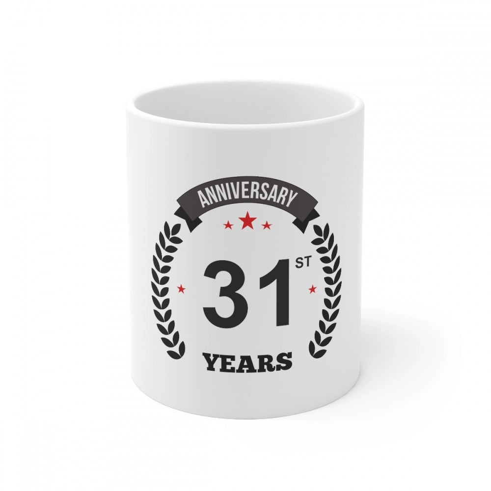 Aura Living Gear Ceramic 31st Anniversary Printed Coffee Mug (Color: White, Capacity:330ml)