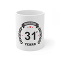 Aura Living Gear Ceramic 31st Anniversary Printed Coffee Mug (Color: White, Capacity:330ml)