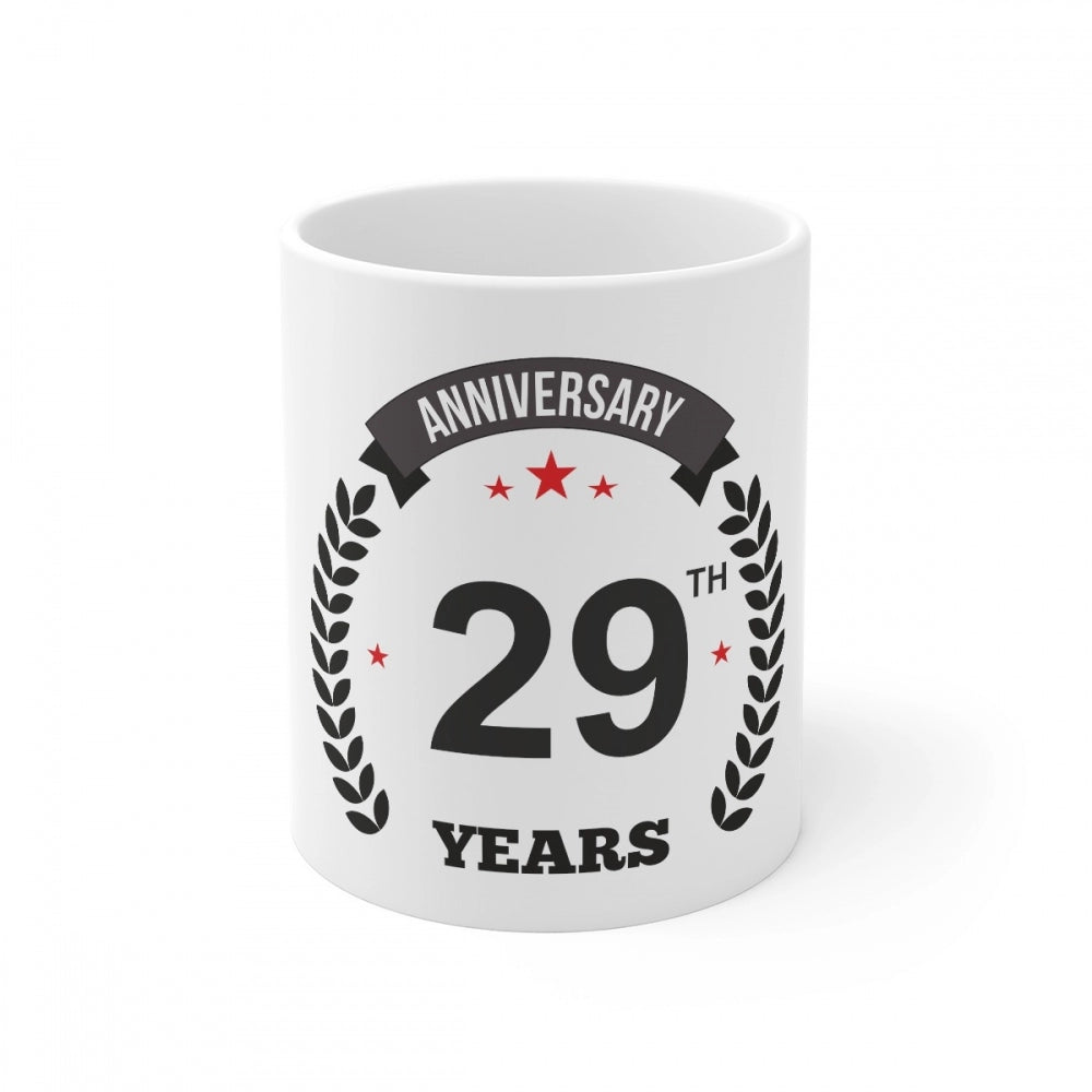 Aura Living Gear Ceramic 29th Anniversary Printed Coffee Mug (Color: White, Capacity:330ml)