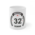 Aura Living Gear Ceramic 32nd Anniversary Printed Coffee Mug (Color: White, Capacity:330ml)