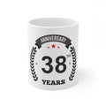 Aura Living Gear Ceramic 38th Anniversary Printed Coffee Mug (Color: White, Capacity:330ml)