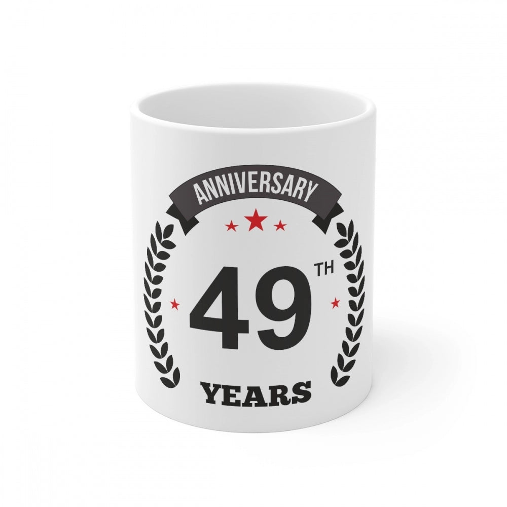 Aura Living Gear Ceramic 49th Anniversary Printed Coffee Mug (Color: White, Capacity:330ml)