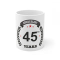 Aura Living Gear Ceramic 45th Anniversary Printed Coffee Mug (Color: White, Capacity:330ml)