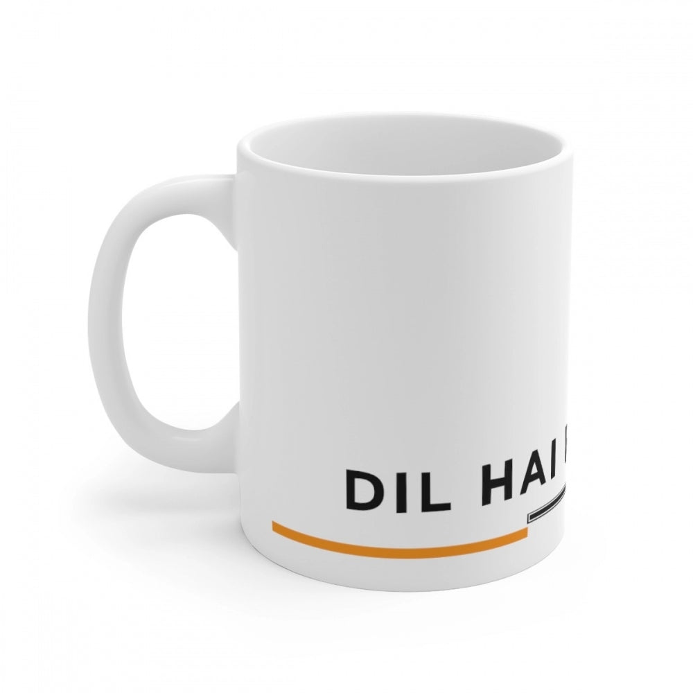 Aura Living Gear Ceramic Dil Se Hindustani Printed Coffee Mug (Color: White, Capacity:330ml)