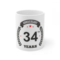 Aura Living Gear Ceramic 34th Anniversary Printed Coffee Mug (Color: White, Capacity:330ml)