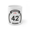 Aura Living Gear Ceramic 42nd Anniversary Printed Coffee Mug (Color: White, Capacity:330ml)
