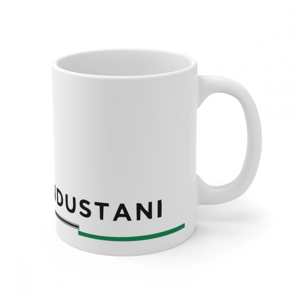 Aura Living Gear Ceramic Dil Se Hindustani Printed Coffee Mug (Color: White, Capacity:330ml)