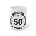 Aura Living Gear Ceramic 50th Anniversary Printed Coffee Mug (Color: White, Capacity:330ml)