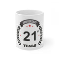 Aura Living Gear Ceramic 21st Anniversary Printed Coffee Mug (Color: White, Capacity:330ml)