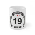 Aura Living Gear Ceramic 19th Anniversary Printed Coffee Mug (Color: White, Capacity:330ml)