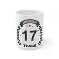 Aura Living Gear Ceramic 17th Anniversary Printed Coffee Mug (Color: White, Capacity:330ml)