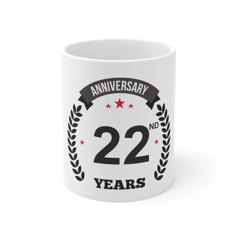 Aura Living Gear Ceramic 22nd Anniversary Printed Coffee Mug (Color: White, Capacity:330ml)