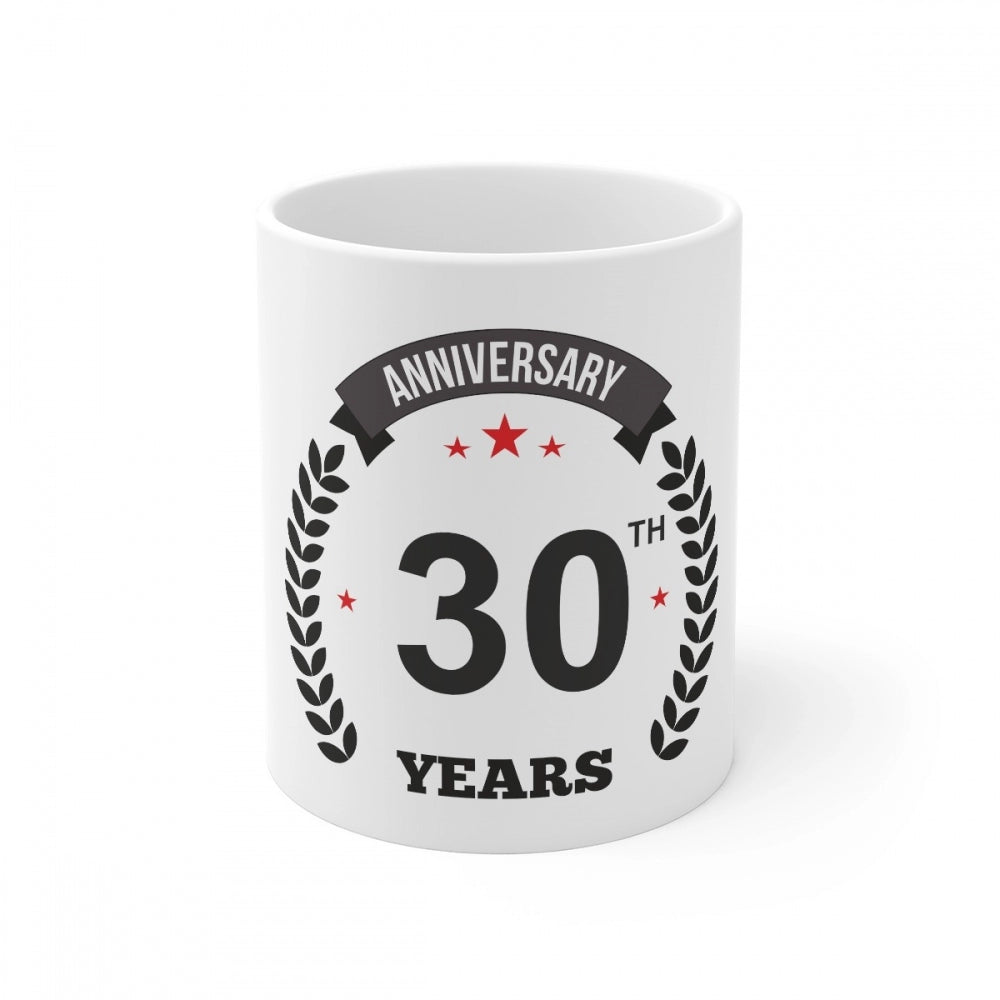 Aura Living Gear Ceramic 30th Anniversary Printed Coffee Mug (Color: White, Capacity:330ml)