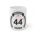 Aura Living Gear Ceramic 44th Anniversary Printed Coffee Mug (Color: White, Capacity:330ml)
