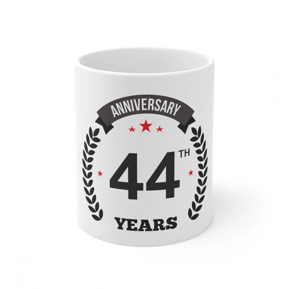 Aura Living Gear Ceramic 44th Anniversary Printed Coffee Mug (Color: White, Capacity:330ml)