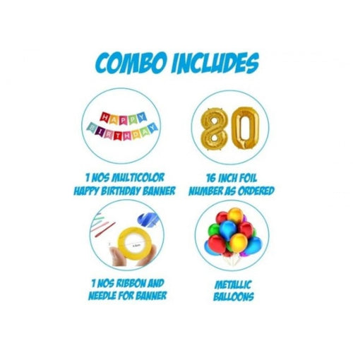 Aura Living Gear 10Th Happy Birthday Decoration Combo With Multi Color Banner (Multicolor)