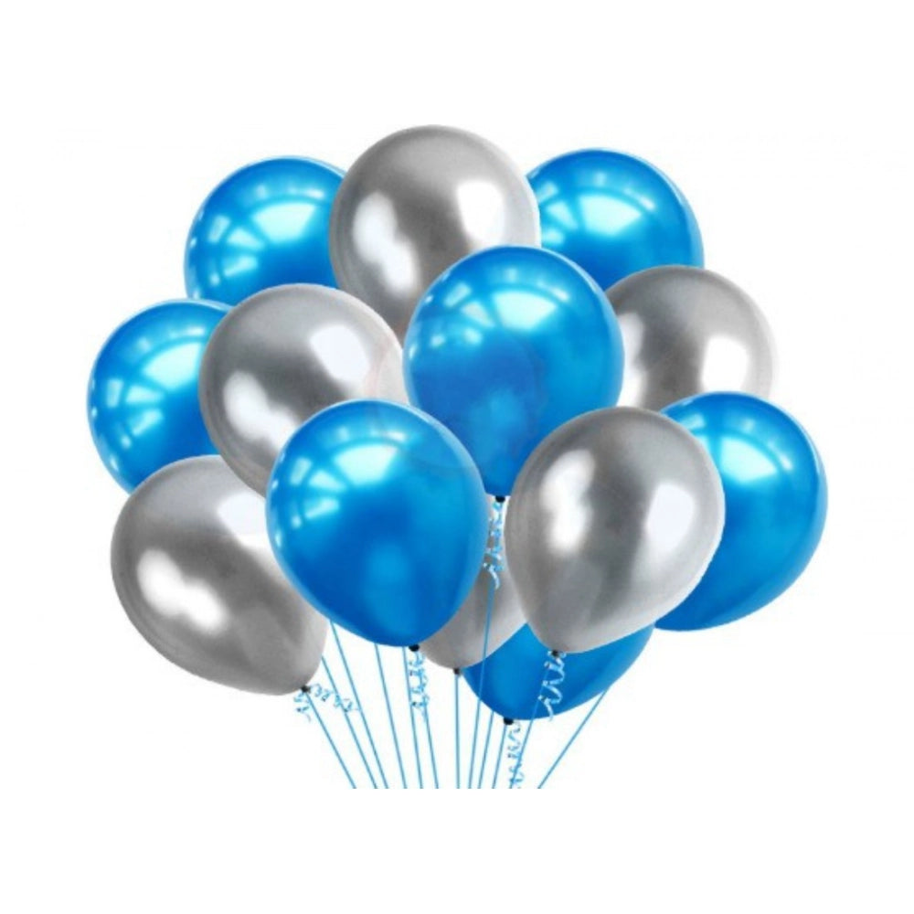 Aura Living Gear 10Th Happy Birthday Decoration Combo With Foil And Star Balloons (Blue, Silver)