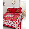 Aura Living Gear Cotton Printed Queen Size Bedsheet With 2 Pillow Covers (Red, 90x100 Inch)