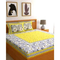 Aura Living Gear Cotton Printed Queen Size Bedsheet With 2 Pillow Covers (Yellow, 90x100 Inch)