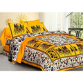 Aura Living Gear Cotton Printed Queen Size Bedsheet With 2 Pillow Covers (Yellow, 90x100 Inch)