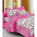 Aura Living Gear Cotton Printed Queen Size Bedsheet With 2 Pillow Covers (Pink, 90x100 Inch)