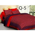 Aura Living Gear Cotton Printed Queen Size Bedsheet With 2 Pillow Covers (Red, 90x100 Inch)