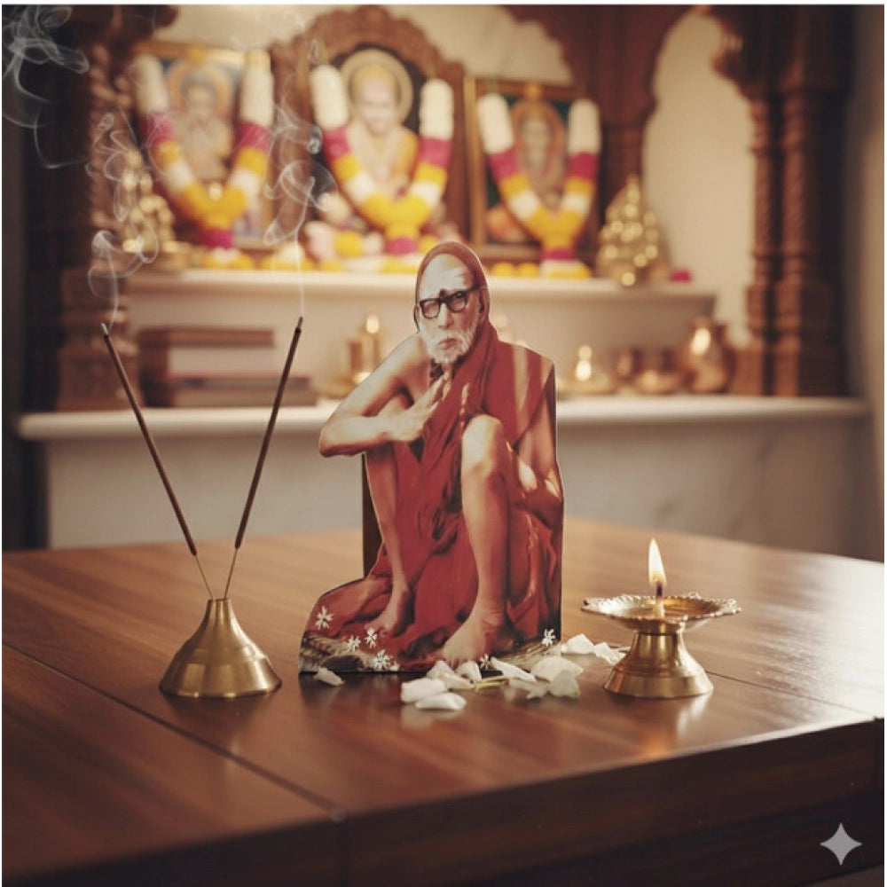 Aura Living Gear Wooden Kanchi Sri Sankaracharya Maha Periyava Table Top Devotional Player (Multicolor)
