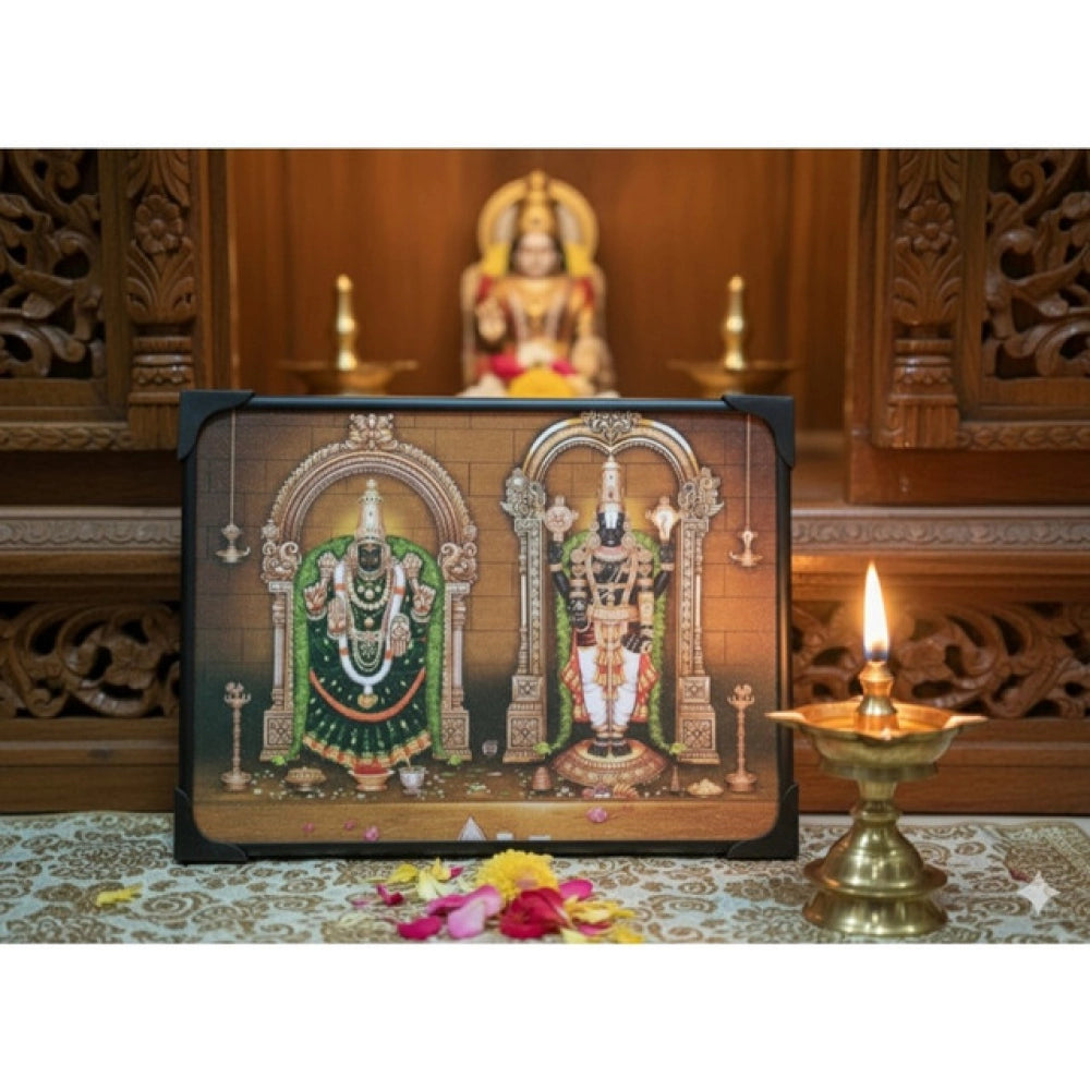 Aura Living Gear Wooden Tirupati Balaji Padmavati Venkateshwara Swamy Table Top Devotional Player (Multicolor)