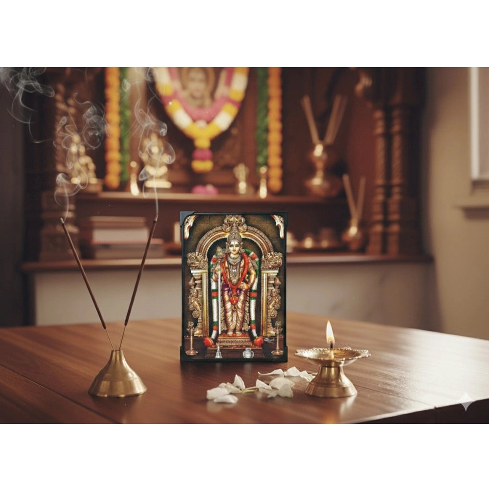 Aura Living Gear Wooden Sri Subramaniyan Swamy Murugan Table Top Devotional Player (Multicolor)