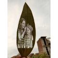Aura Living Gear Custom Mother And Daughter Leaf Art – Personalized Engraved Portrait on Natural Leaf