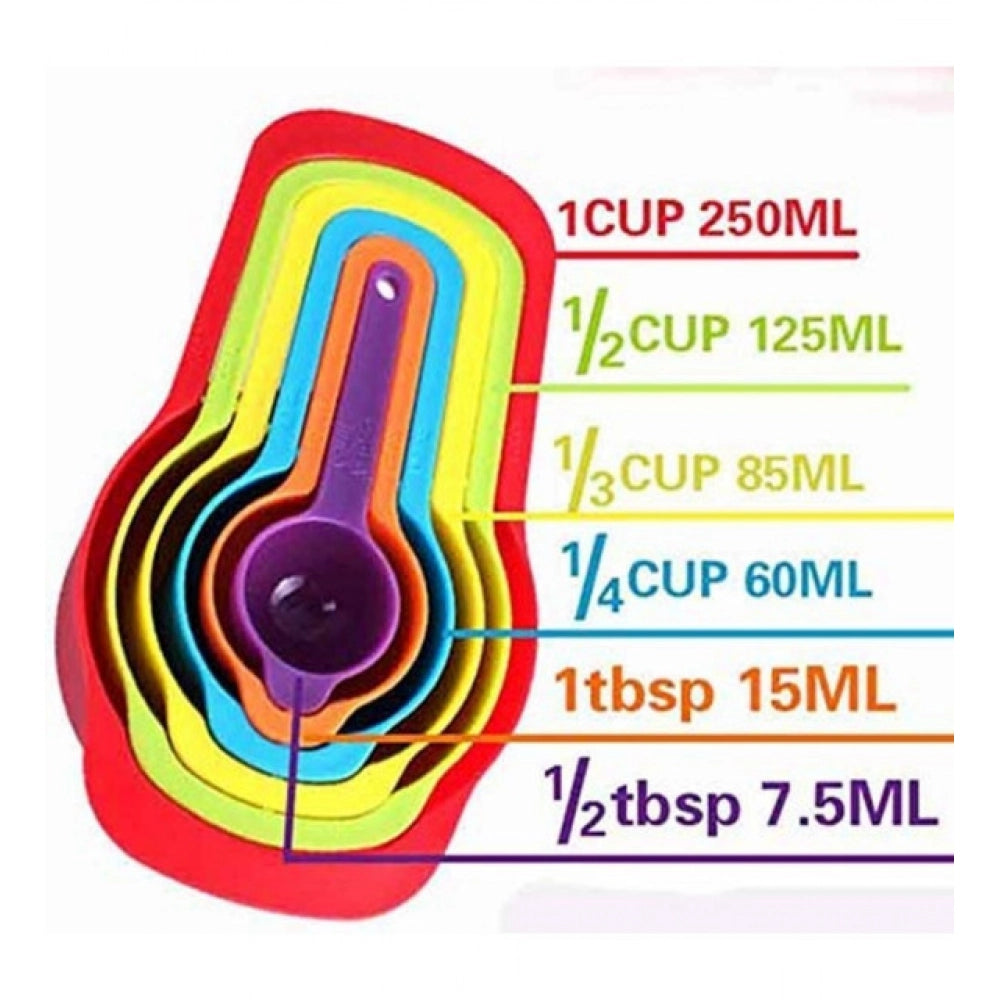 Aura Living Gear Pack of 4_Colorful Measuring Cup Spoon Set Stackable Kitchen Measuring Cups (Color: Assorted )