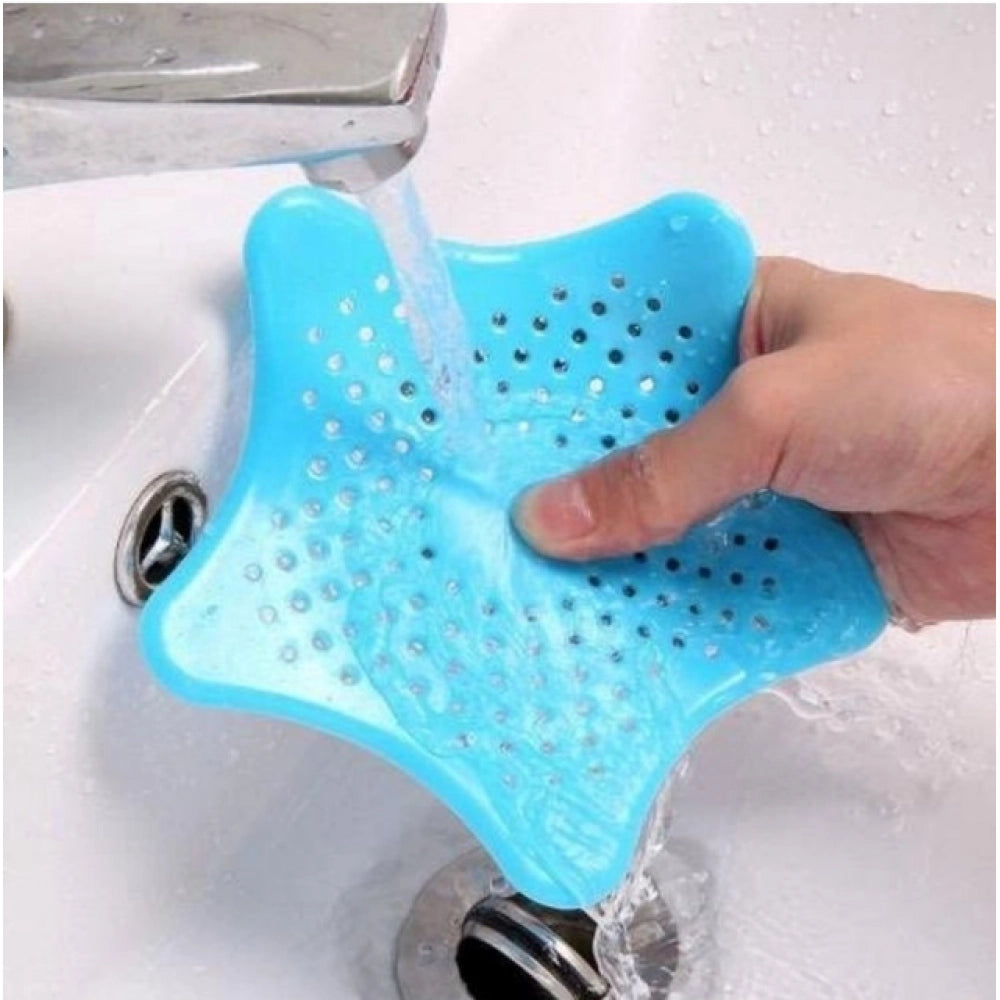 Aura Living Gear Pack of 6_Star-Shaped Silicone Sink Filter – Hair Catcher And Drain Strainer (Color: Assorted )